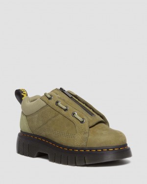 Botas Dr Martens Woodard Tumbled Nubuck Leather Low Casual Hombre Verde Oliva | 21294006
