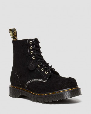 Botas con Cordones Dr Martens 1460 Made in England Emboss Suede Hombre Negros | 26635465