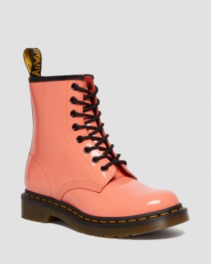 Botas con Cordones Dr Martens 1460 Patent Leather Mujer Rojos | 50348238