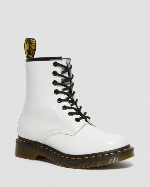 Botas con Cordones Dr Martens 1460 Patent Leather Mujer Blancos | 27277662