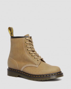 Botas con Cordones Dr Martens 1460 Tumbled Nubuck Leather Mujer Marrom | 90077318