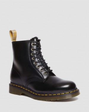 Botas con Cordones Dr Martens Vegan 1460 Faux Fur Lined Mujer Negros | 20314281