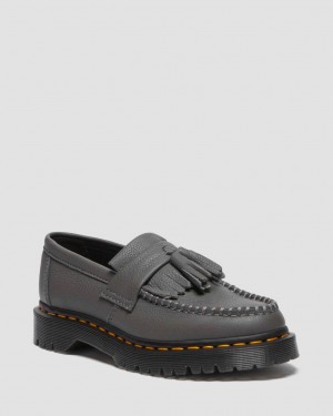 Mocasines Dr Martens Adrian Virginia Leather Tassel Mujer Grises | 74074968