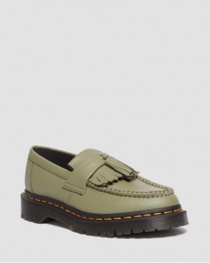 Mocasines Dr Martens Adrian Virginia Leather Tassel Mujer Verde Oliva | 77512057
