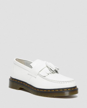 Mocasines Dr Martens Adrian Yellow Stitch Leather Tassel Mujer Blancos | 46530044