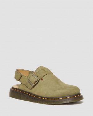 Mulas Dr Martens Jorge II Tumbled Nubuck Leather Slingback Hombre Verde Oliva | 30120852
