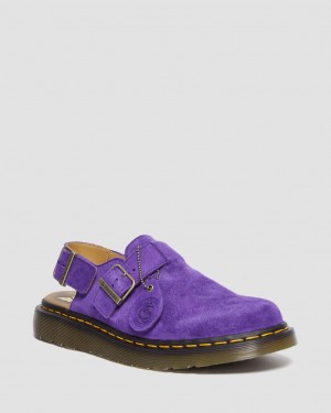Mulas Dr Martens Jorge Made in England Suede Slingback Hombre Morados | 91230998