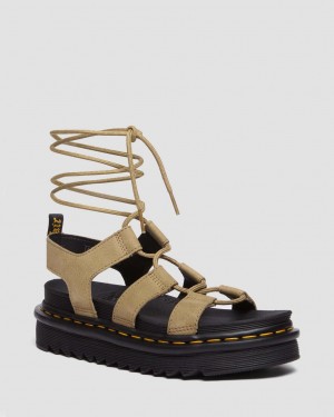 Sandalias Dr Martens Nartilla Tumbled Nubuck Leather Gladiator Mujer Marrom | 71223837