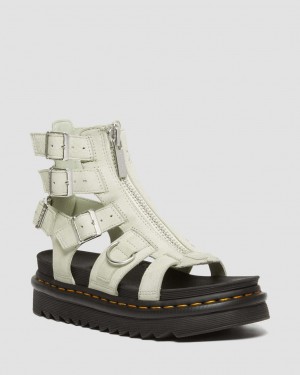 Sandalias Dr Martens Olson Tumbled Nubuck Leather Gladiator Zip Mujer Verde Menta | 43416407