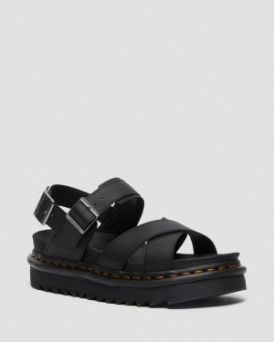 Sandalias Dr Martens Voss II Leather Strap Mujer Negros | 99027825