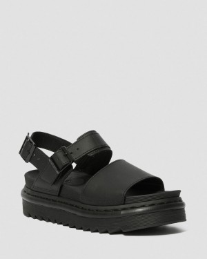 Sandalias Dr Martens Voss Leather Strap Mujer Negros | 30400861