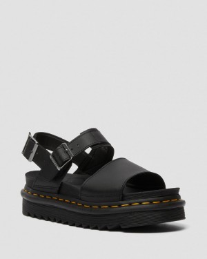 Sandalias Dr Martens Voss Leather Strap Mujer Negros | 42938635