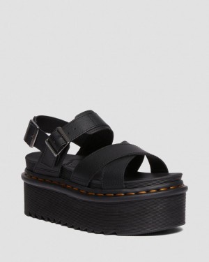 Sandalias Plataforma Dr Martens Voss II Athena Leather Strap Mujer Negros | 96076205