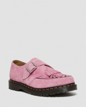Zapatos Creepers Dr Martens Ramsey Suede Kiltie Buckle Hombre Rosas | 95076388