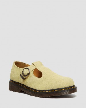 Zapatos Mary Jane Dr Martens T-Bar Suede Hombre Amarillos | 40041817