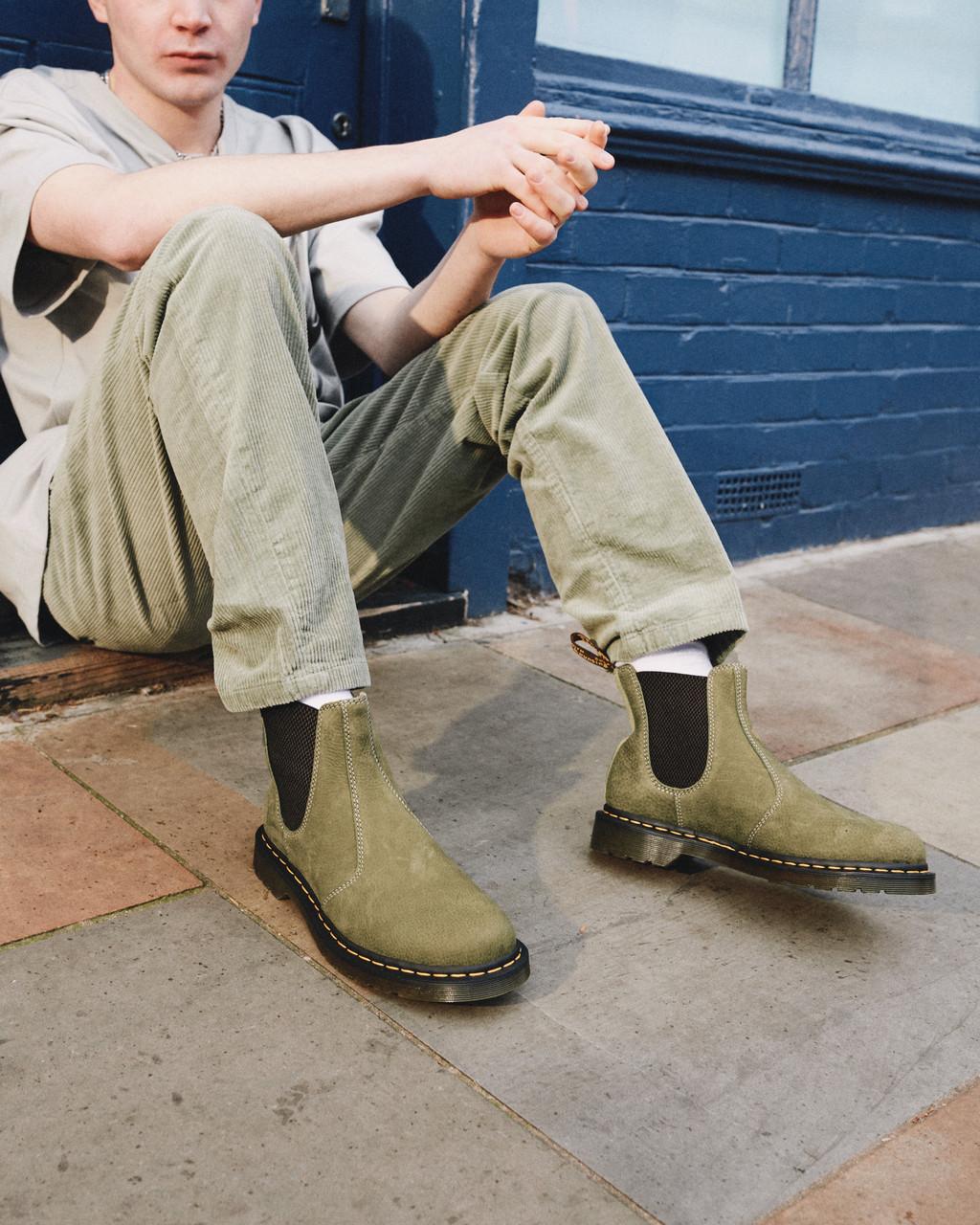 Botas Chelsea Dr Martens 2976 Tumbled Nubuck Leather Hombre Verde Oliva | 30070798
