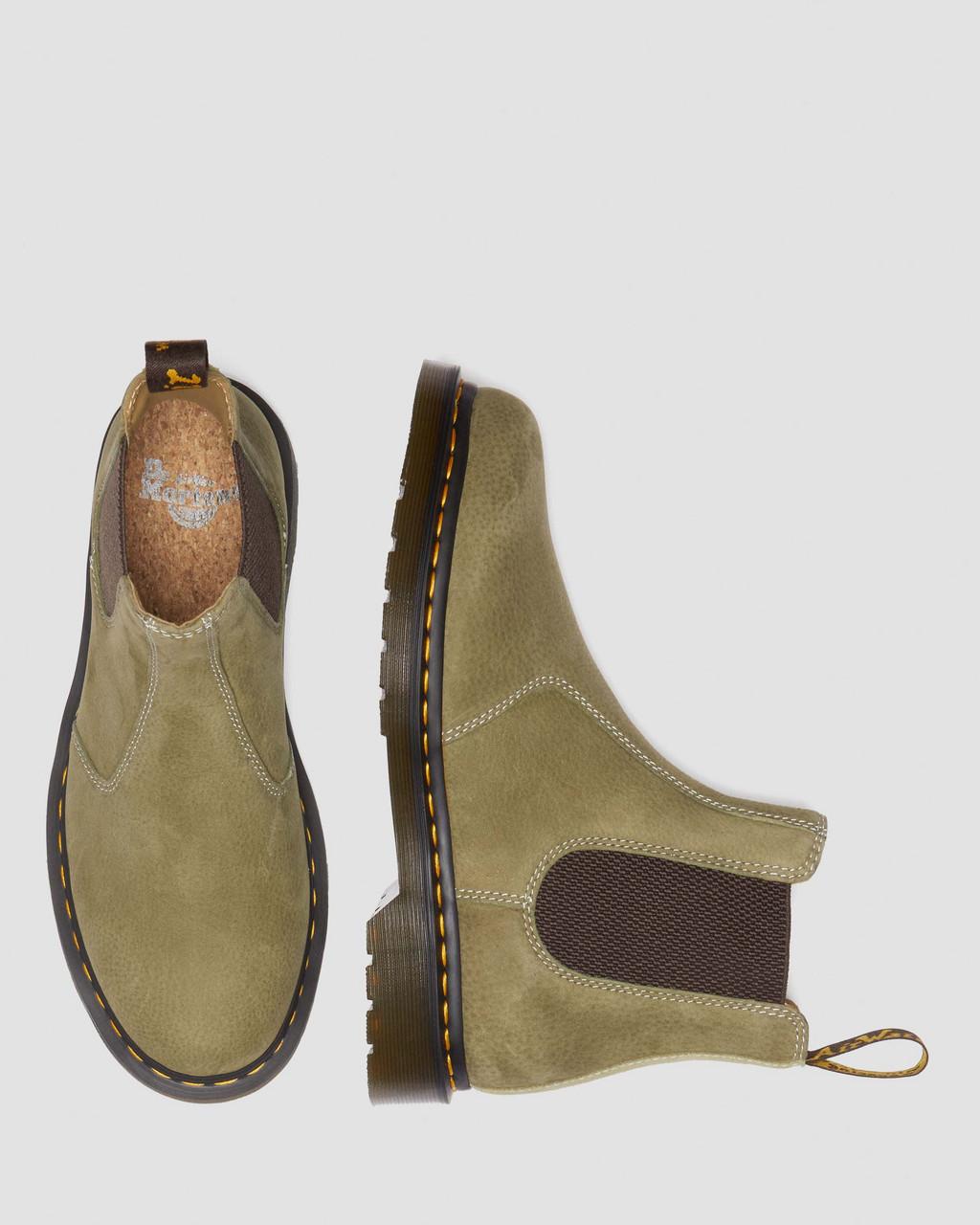 Botas Chelsea Dr Martens 2976 Tumbled Nubuck Leather Mujer Verde Oliva | 41860014