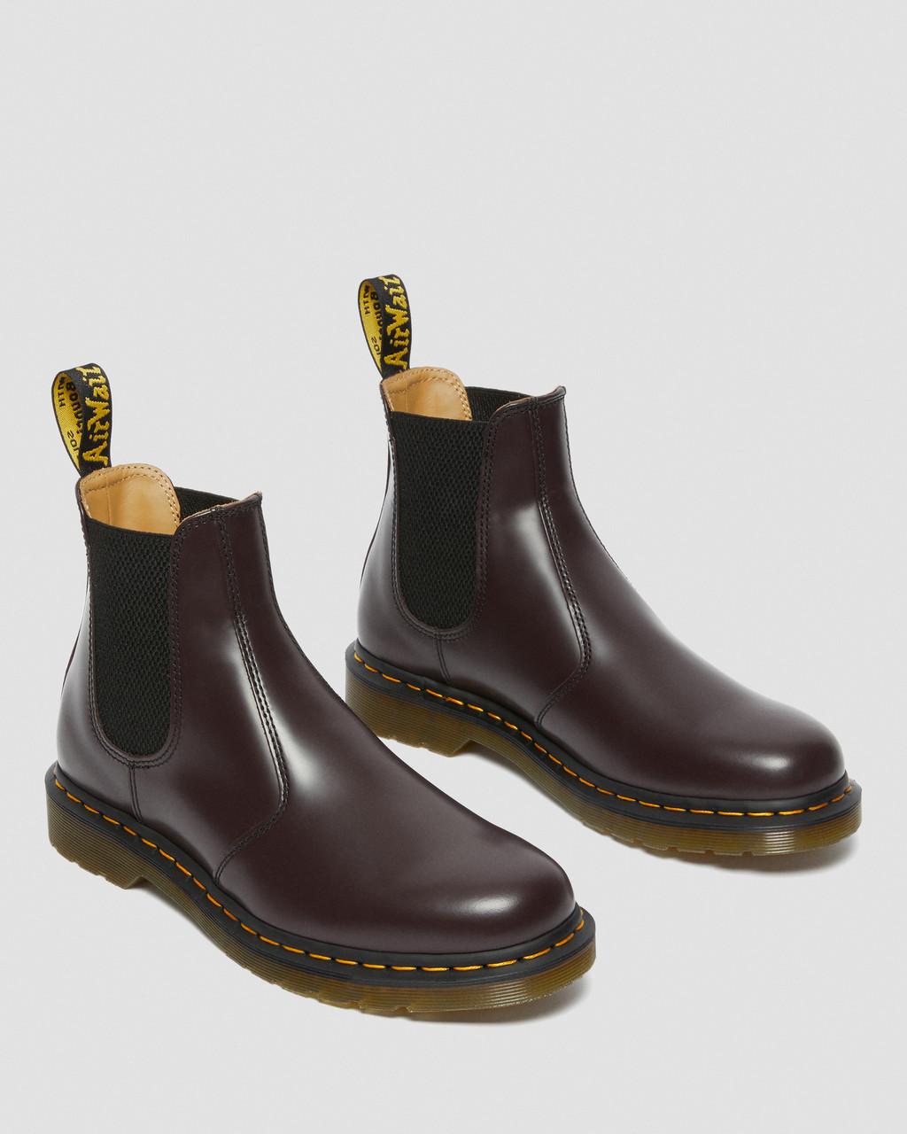 Botas Chelsea Dr Martens 2976 Yellow Stitch Smooth Leather Mujer Vino | 35040517
