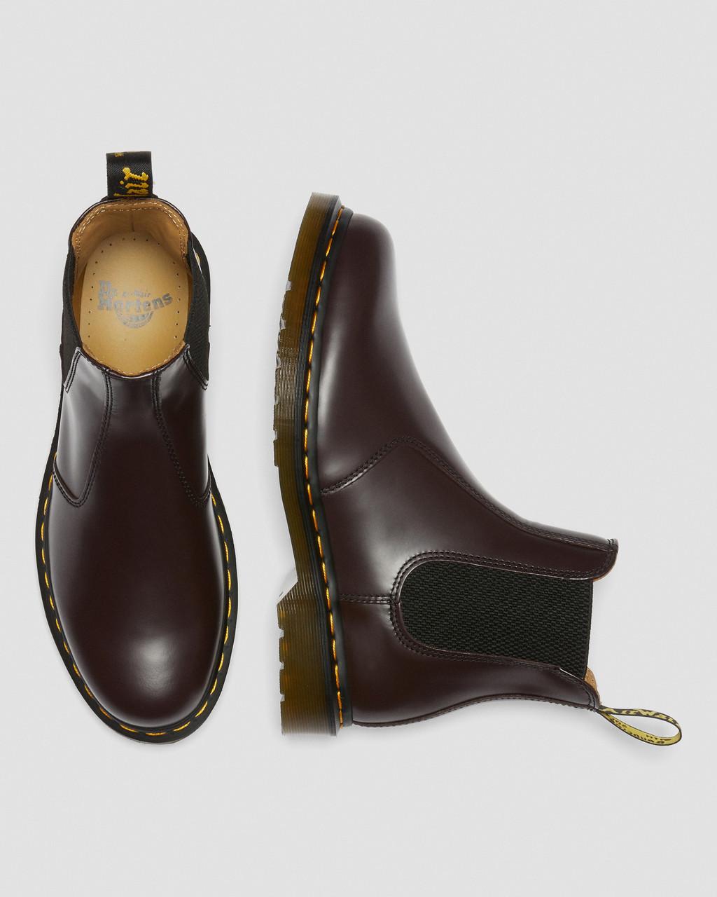 Botas Chelsea Dr Martens 2976 Yellow Stitch Smooth Leather Mujer Vino | 35040517