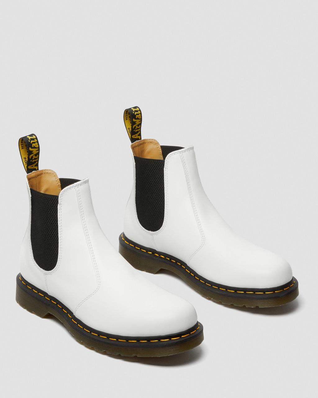 Botas Chelsea Dr Martens 2976 Yellow Stitch Smooth Leather Mujer Blancos | 84486963