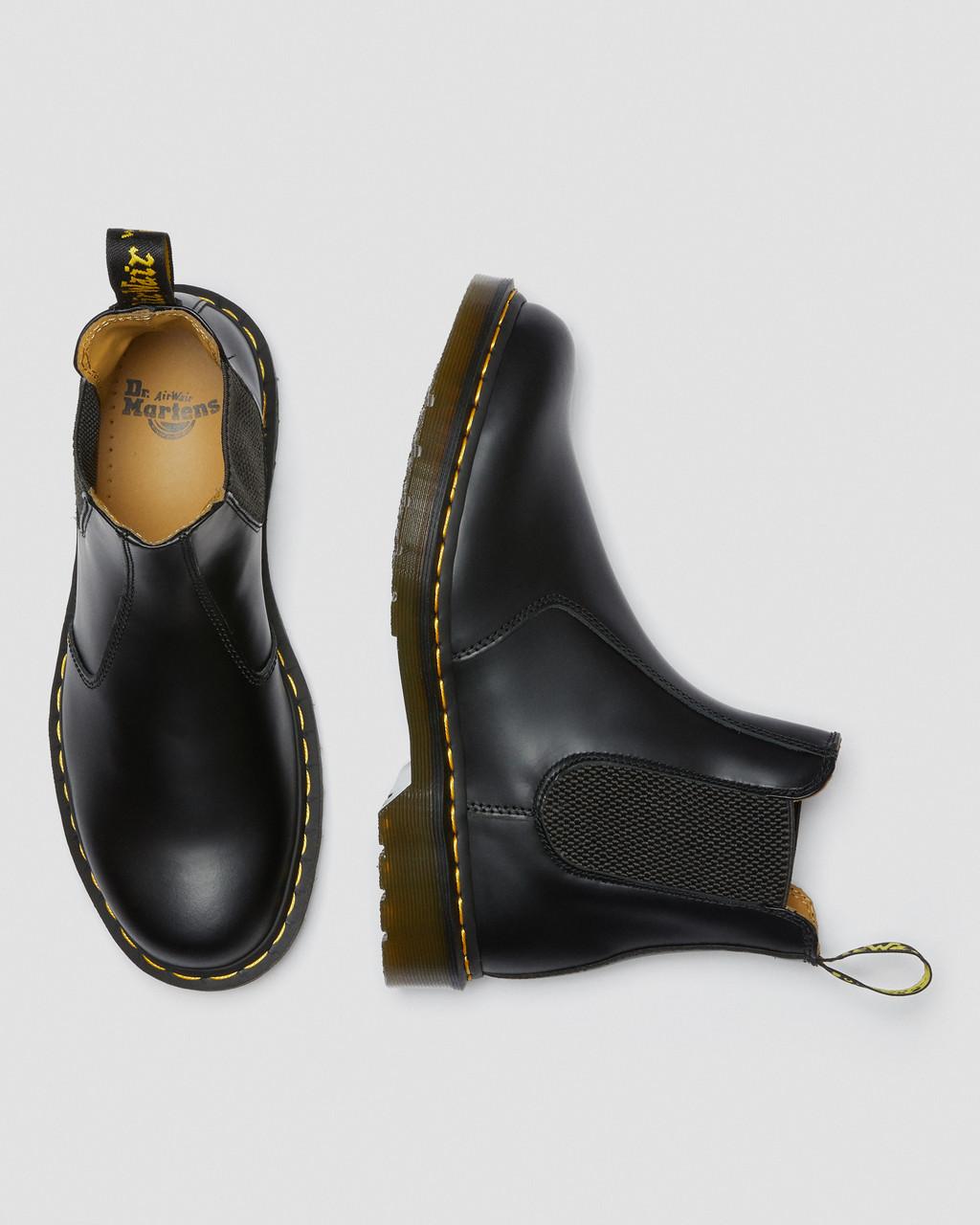 Botas Chelsea Dr Martens 2976 Yellow Stitch Smooth Leather Mujer Negros | 29468388