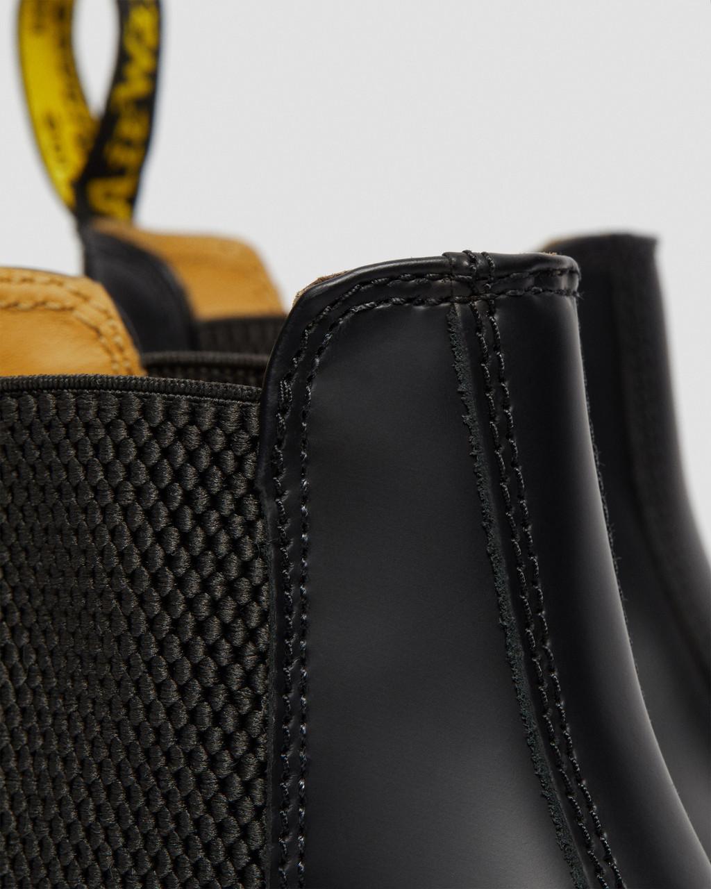 Botas Chelsea Dr Martens 2976 Yellow Stitch Smooth Leather Mujer Negros | 29468388