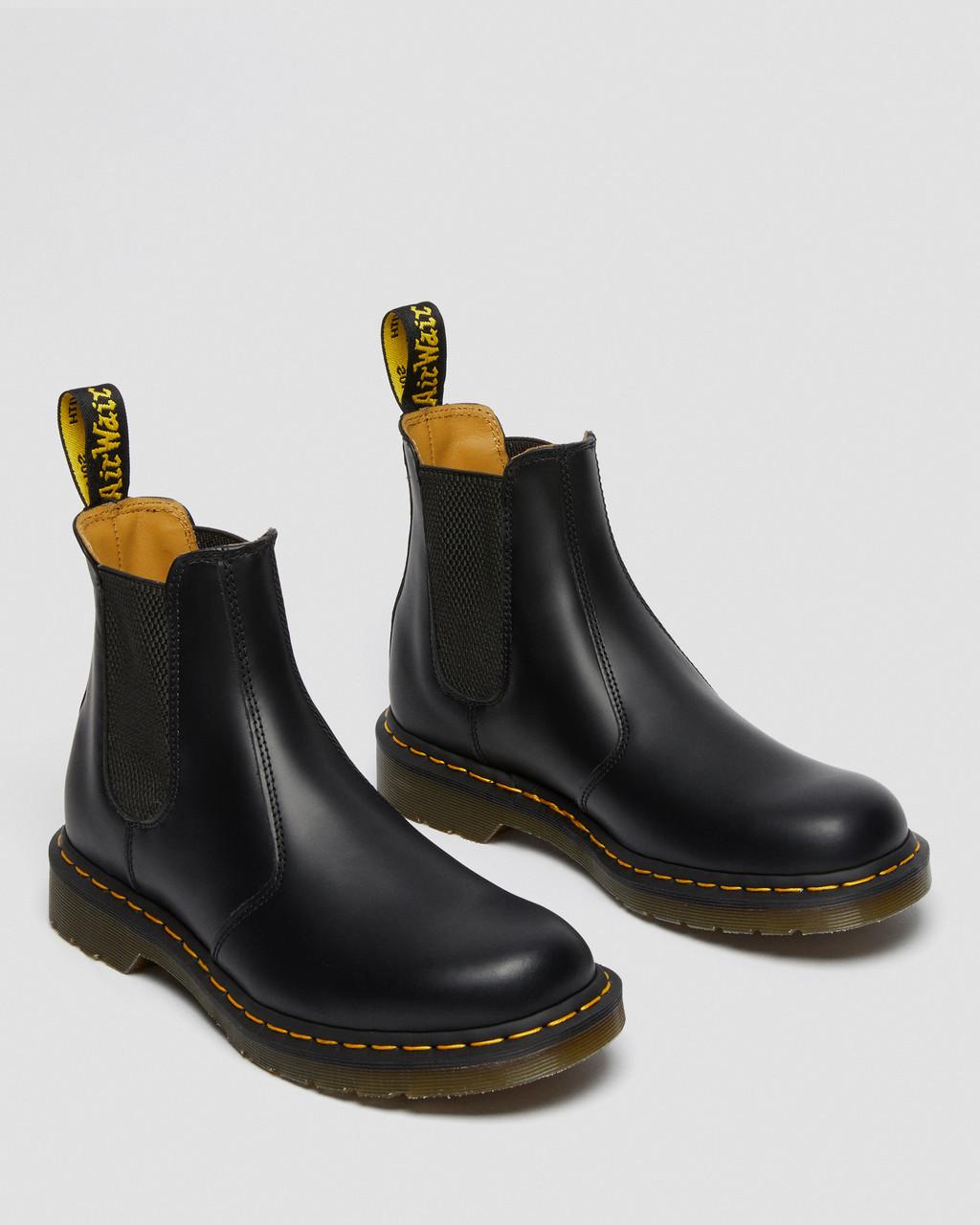 Botas Chelsea Dr Martens 2976 Yellow Stitch Smooth Leather Mujer Negros | 29468388