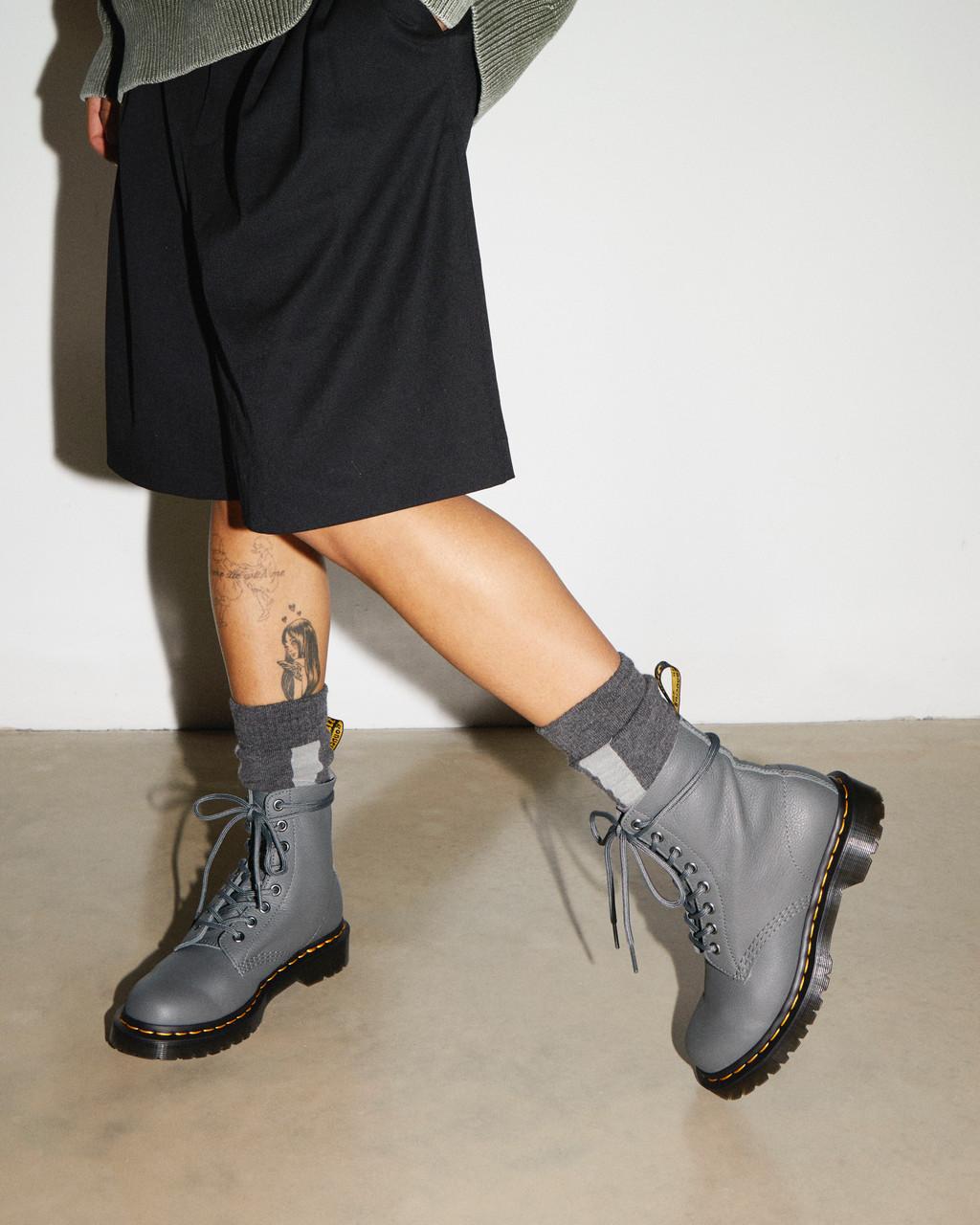 Botas Dr Martens 1460 Virginia Leather Mujer Grises | 74619303