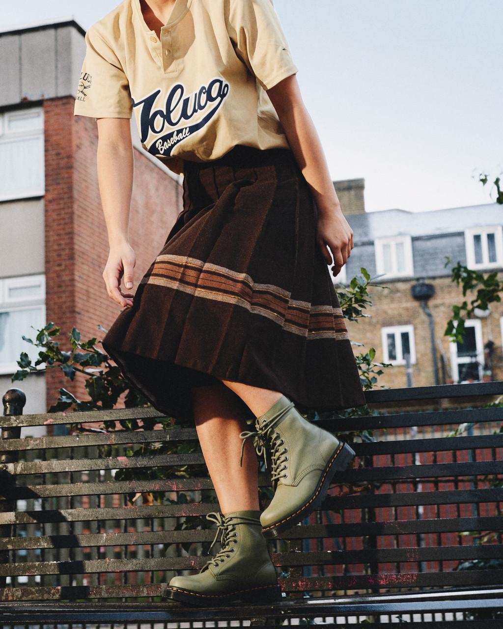 Botas Dr Martens 1460 Virginia Leather Mujer Verde Oliva | 85665589