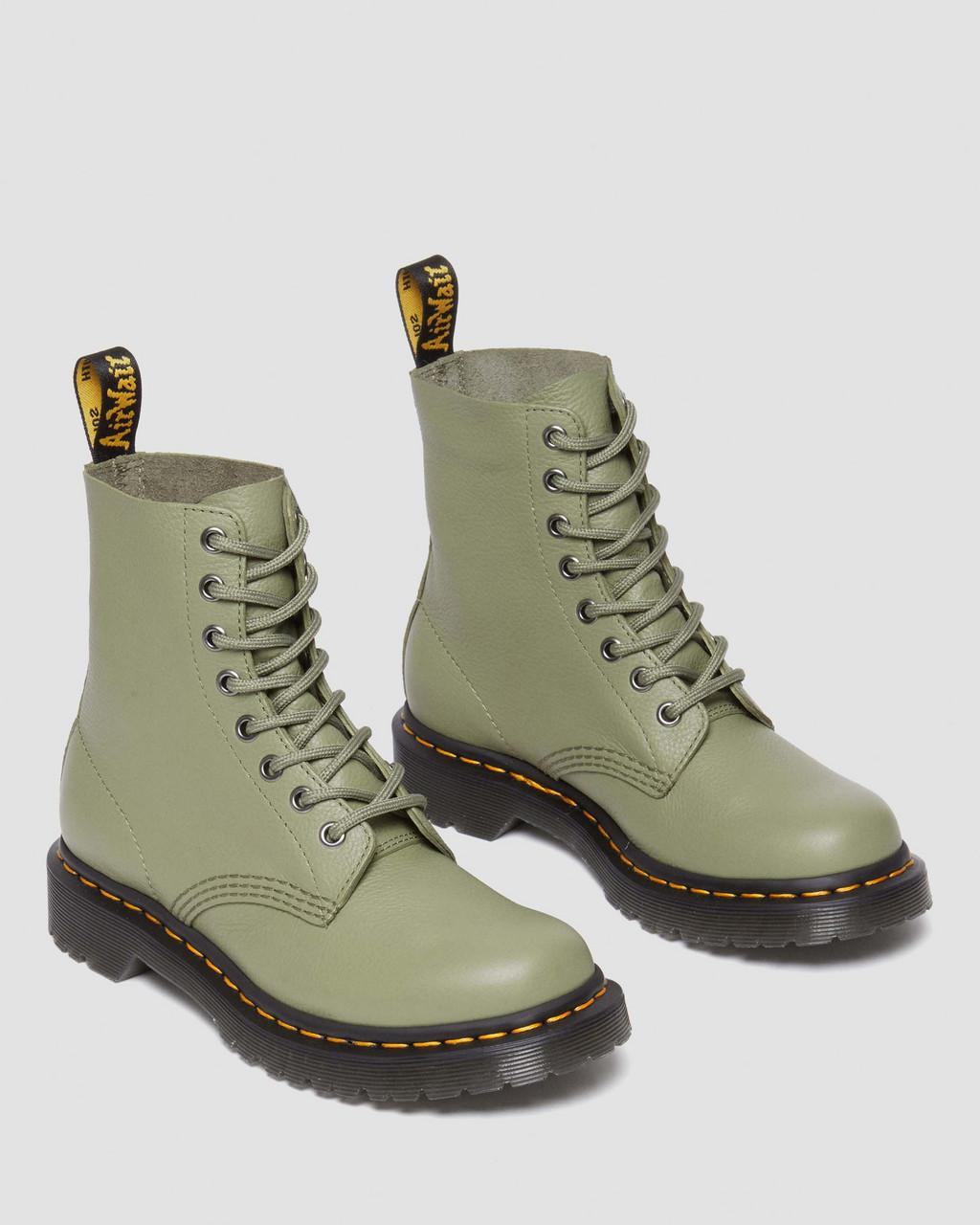 Botas Dr Martens 1460 Virginia Leather Mujer Verde Oliva | 85665589
