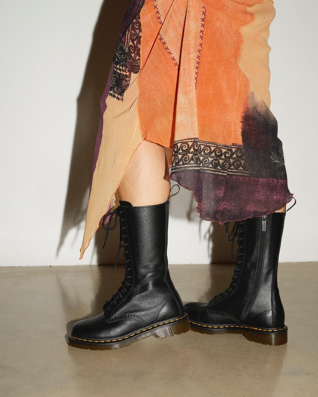 Botas Dr Martens 1B99 Virginia Leather Mid Calf Mujer Negros | 67542157