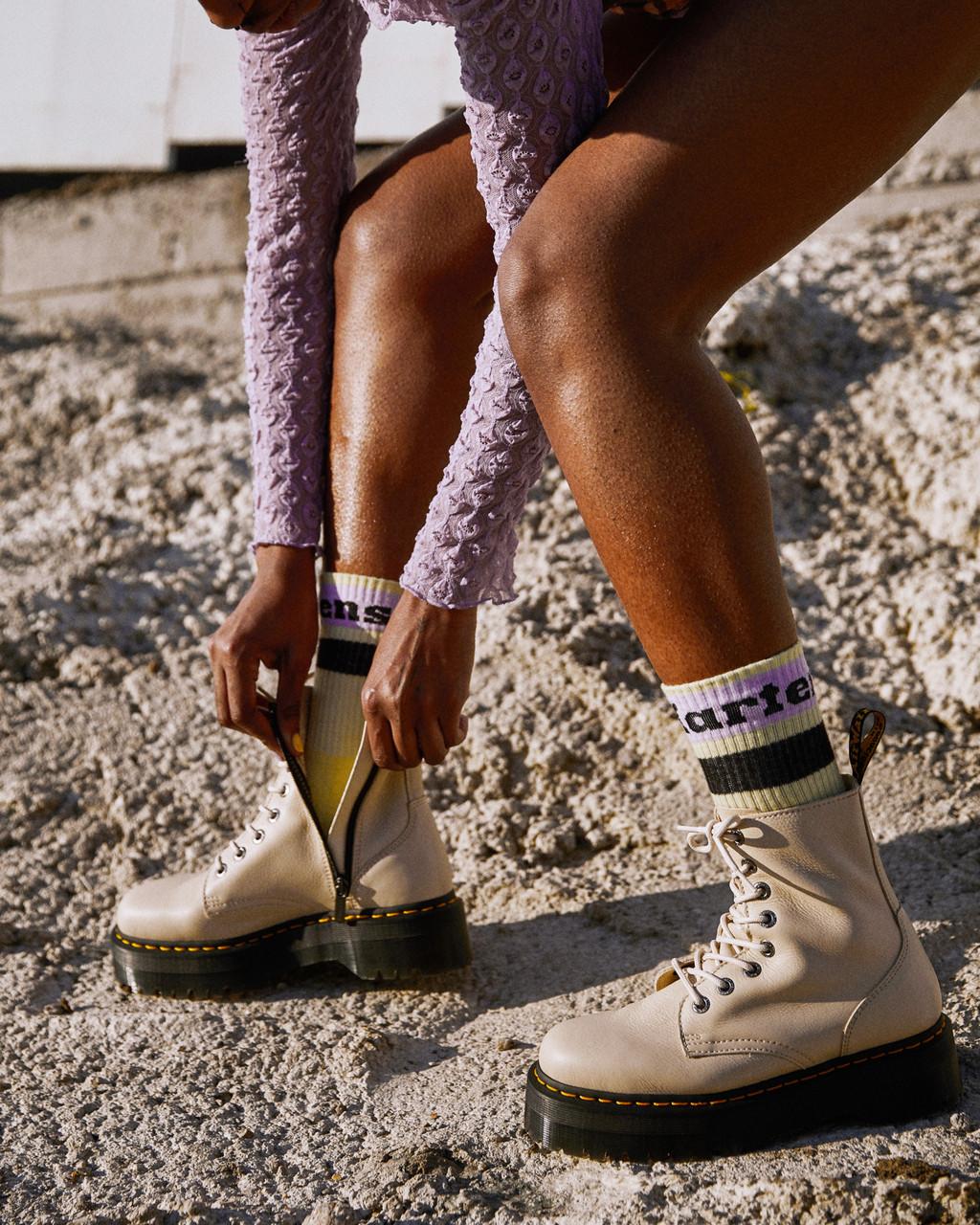 Botas Dr Martens Jadon III Pisa Leather Platforms Mujer Beige | 76698982