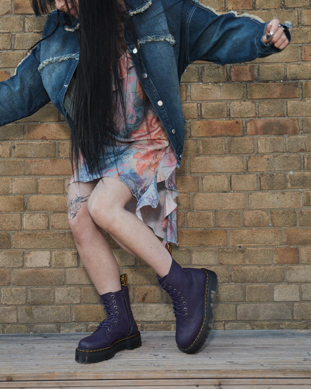 Botas Dr Martens Jadon III Pisa Leather Platforms Mujer Morados | 38181971