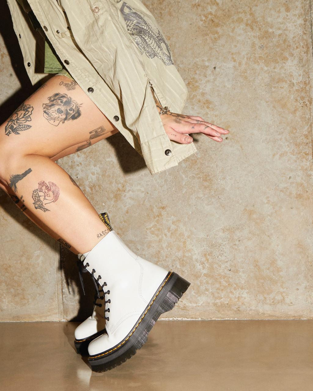 Botas Dr Martens Jadon Smooth Leather Platforms Mujer Blancos | 80256798