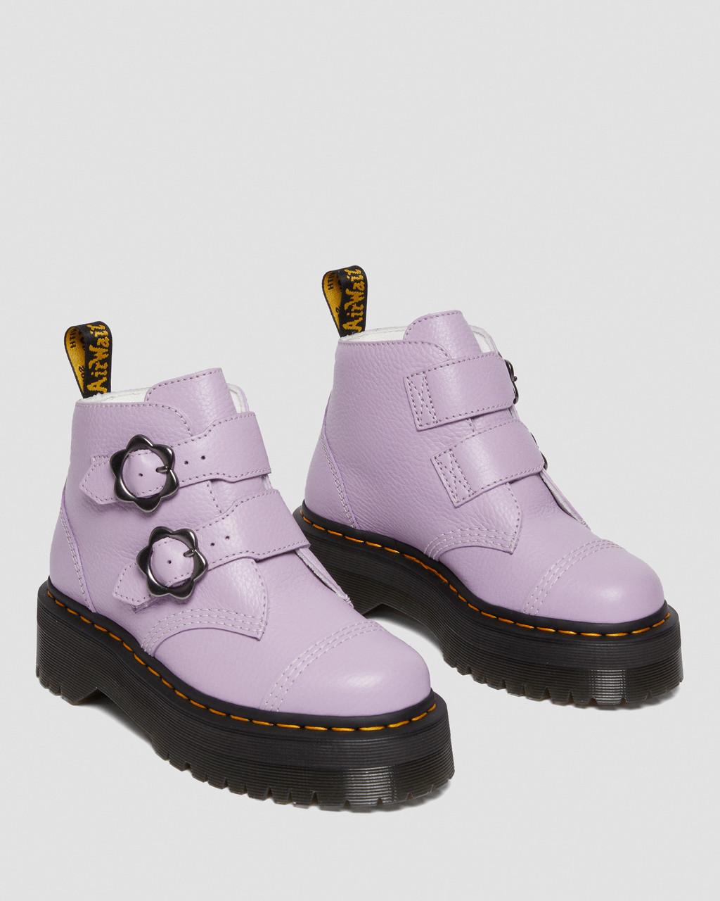 Botas Plataforma Dr Martens Devon Flower Buckle Leather Mujer Morados | 89641021