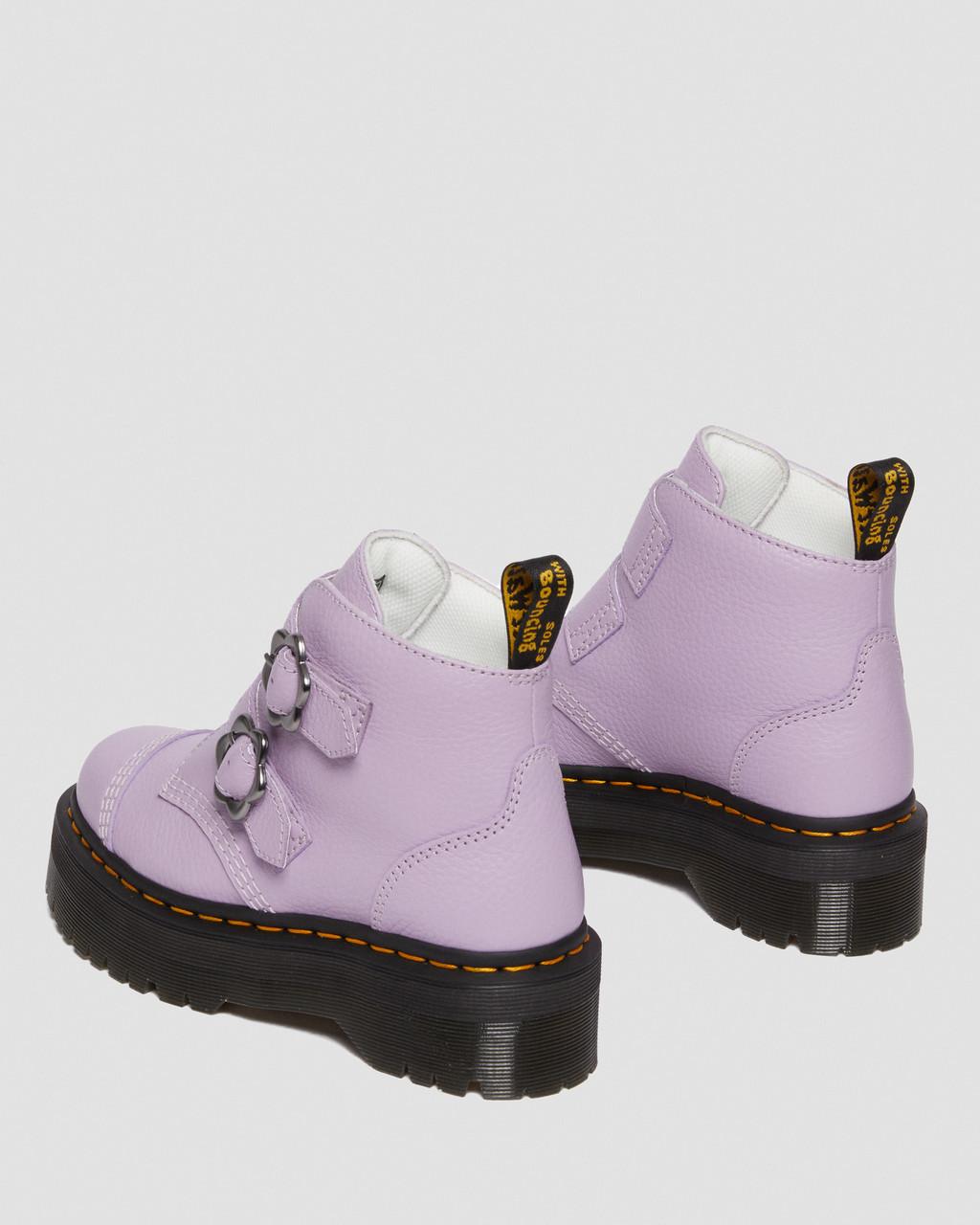 Botas Plataforma Dr Martens Devon Flower Buckle Leather Mujer Morados | 89641021