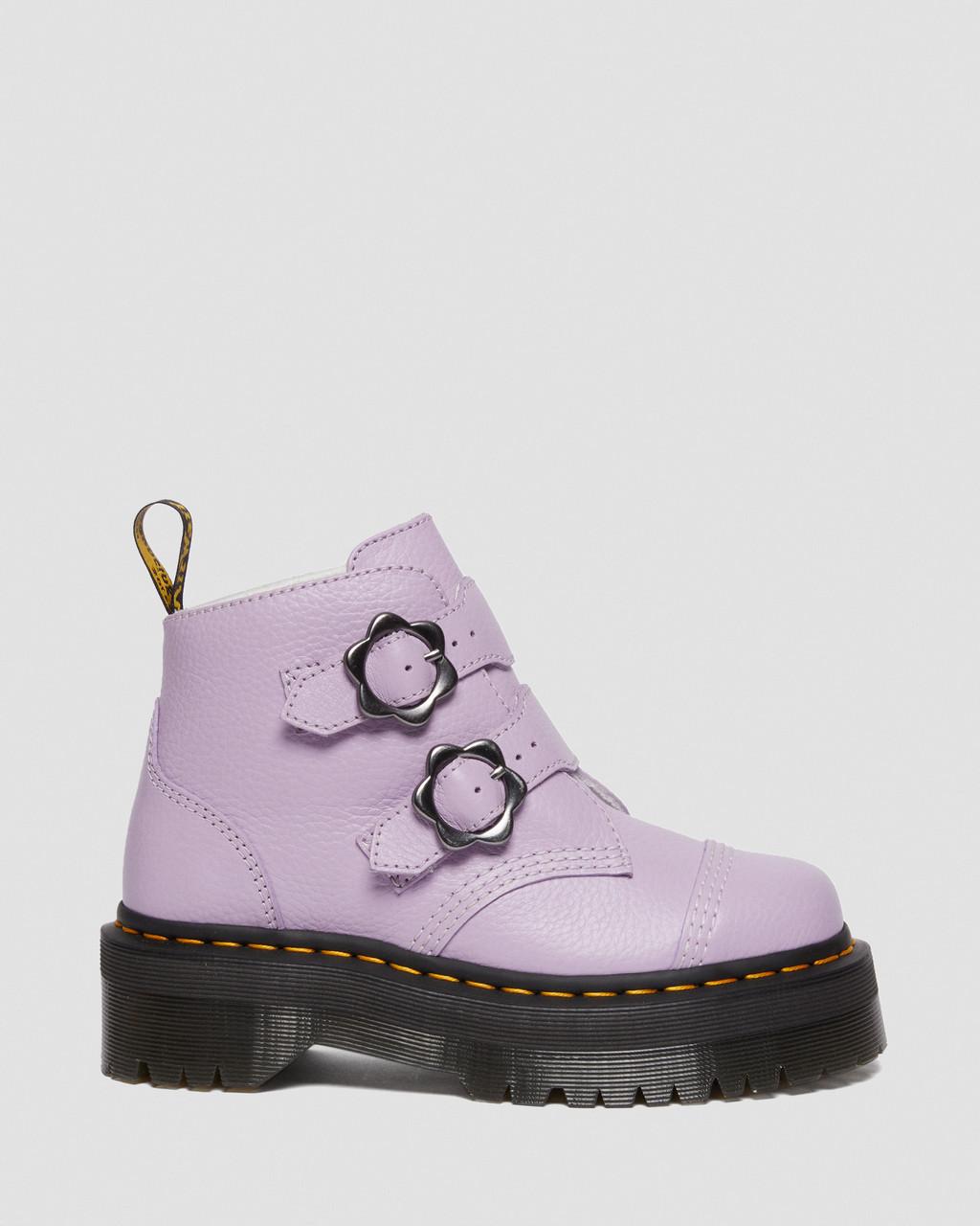 Botas Plataforma Dr Martens Devon Flower Buckle Leather Mujer Morados | 89641021