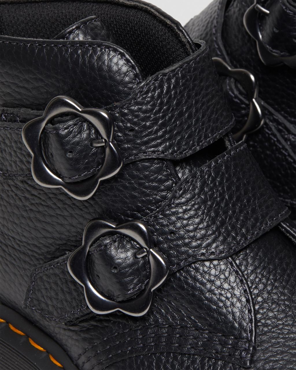 Botas Plataforma Dr Martens Devon Flower Buckle Leather Mujer Negros | 31315659