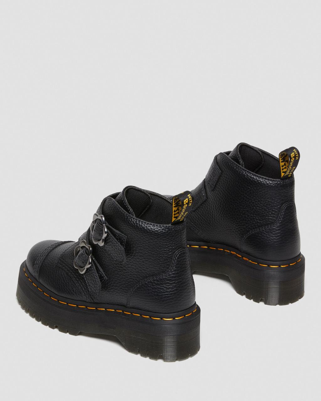Botas Plataforma Dr Martens Devon Flower Buckle Leather Mujer Negros | 31315659