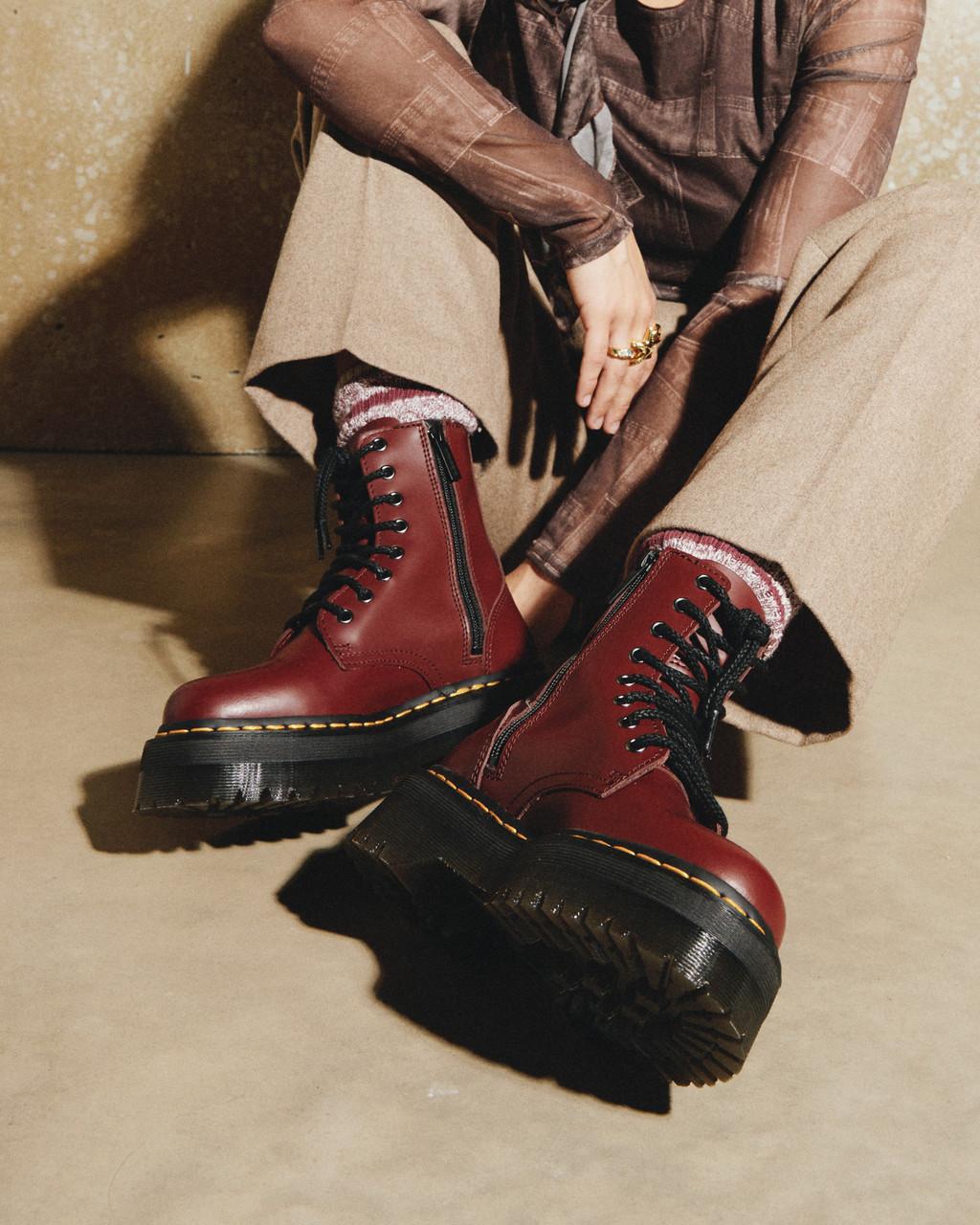 Botas Plataforma Dr Martens Jadon Smooth Leather Hombre Rojos | 17901815