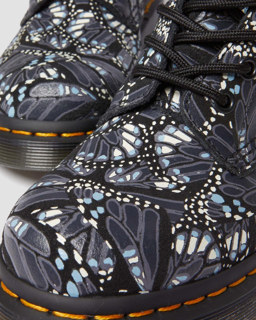 Botas con Cordones Dr Martens 1460 Butterfly Print Suede Mujer Grises | 40830809
