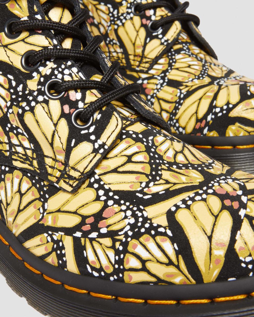 Botas con Cordones Dr Martens 1460 Butterfly Print Suede Mujer Amarillos | 87191849