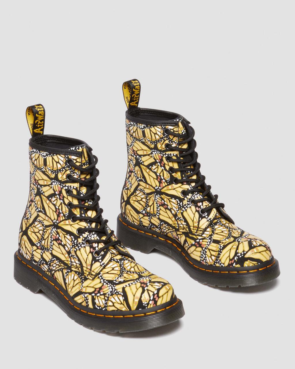 Botas con Cordones Dr Martens 1460 Butterfly Print Suede Mujer Amarillos | 87191849