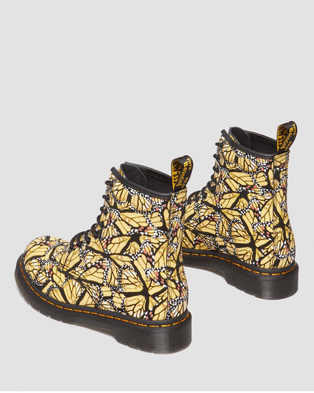 Botas con Cordones Dr Martens 1460 Butterfly Print Suede Mujer Amarillos | 87191849