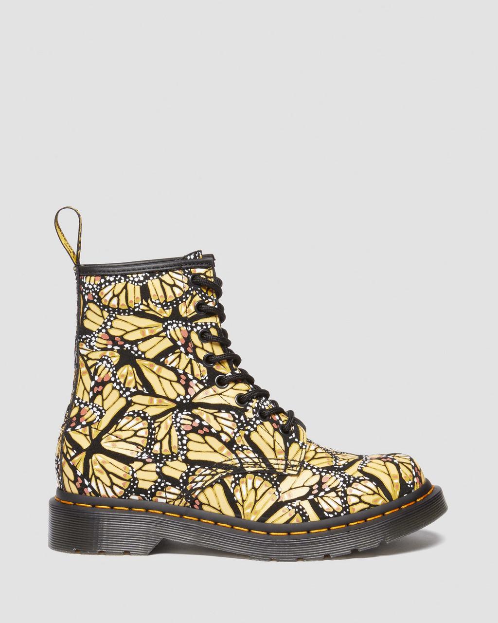Botas con Cordones Dr Martens 1460 Butterfly Print Suede Mujer Amarillos | 87191849
