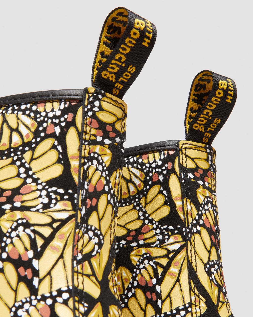 Botas con Cordones Dr Martens 1460 Butterfly Print Suede Mujer Amarillos | 87191849