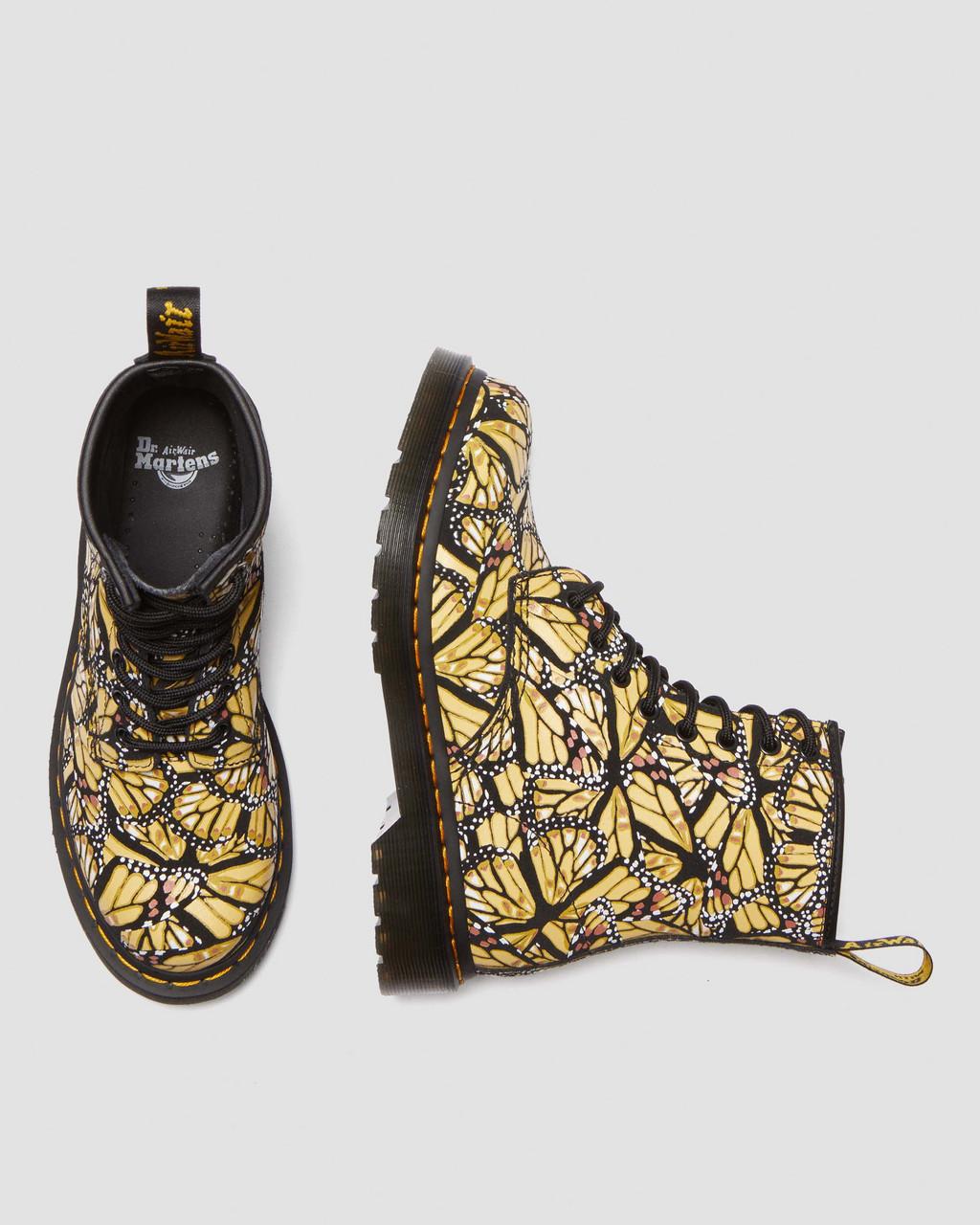 Botas con Cordones Dr Martens 1460 Butterfly Print Suede Mujer Amarillos | 87191849