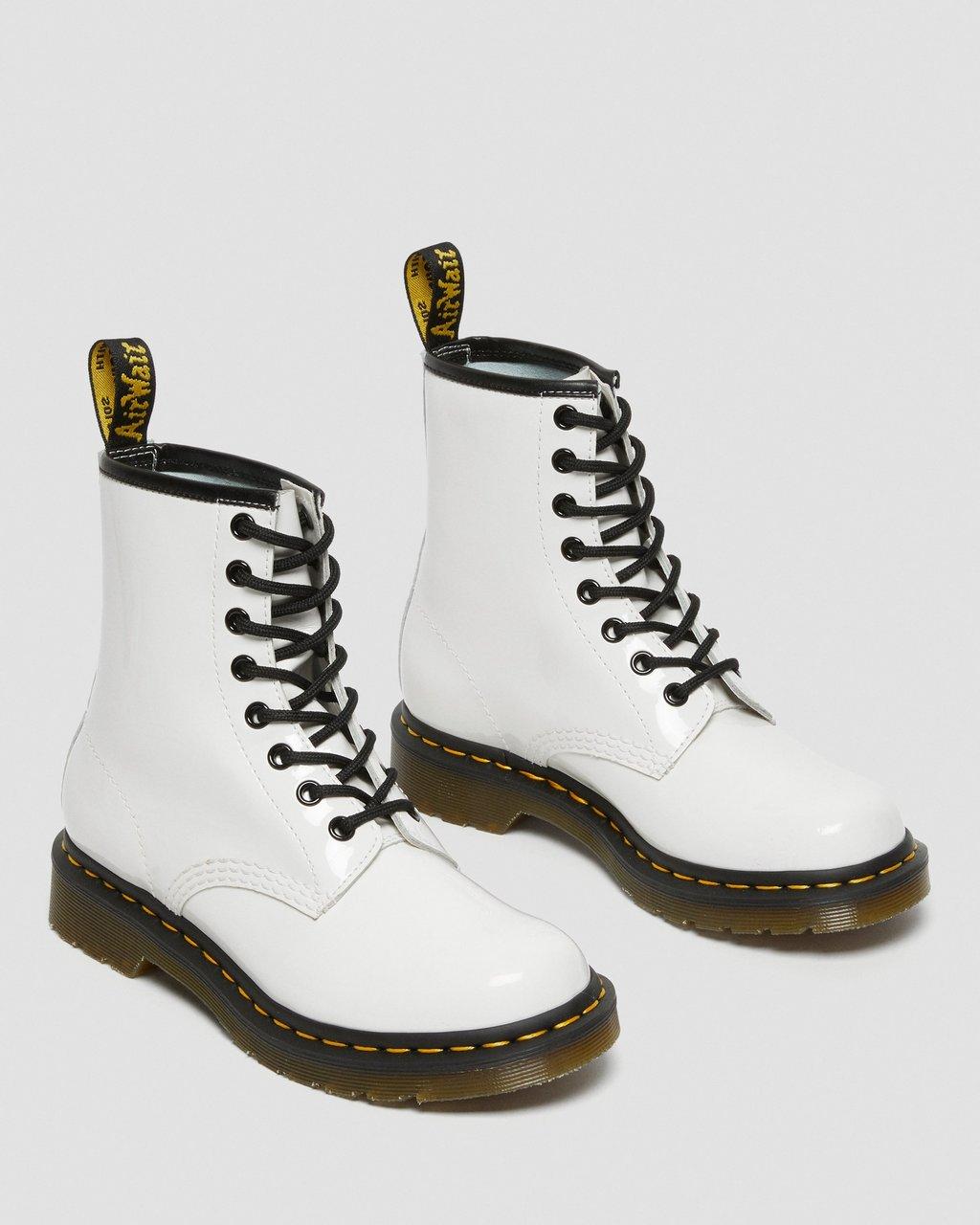 Botas con Cordones Dr Martens 1460 Patent Leather Mujer Blancos | 27277662