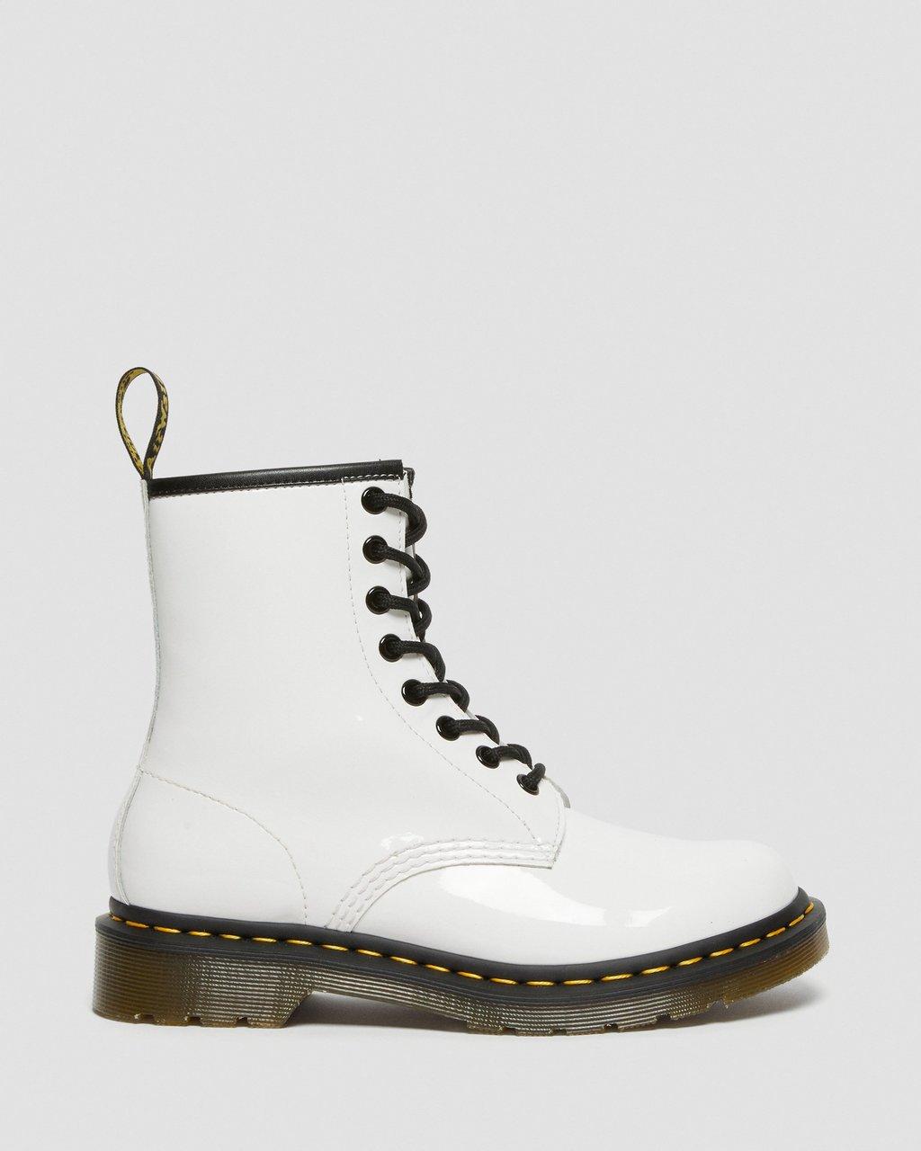 Botas con Cordones Dr Martens 1460 Patent Leather Mujer Blancos | 27277662