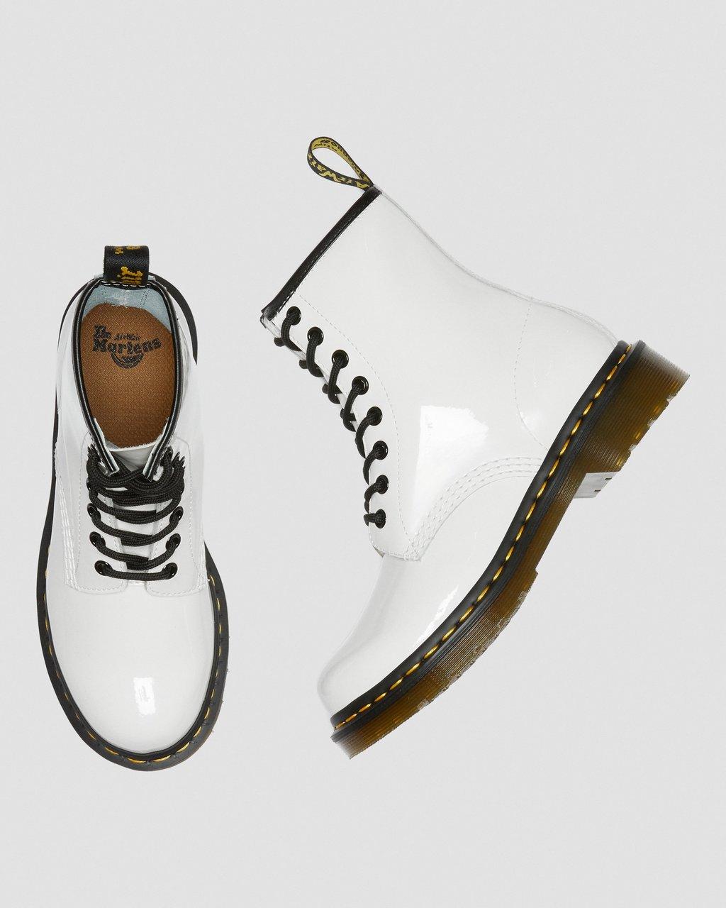 Botas con Cordones Dr Martens 1460 Patent Leather Mujer Blancos | 27277662